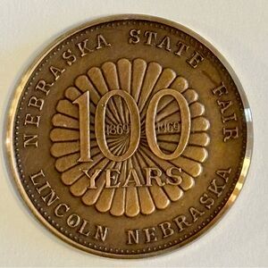 Vintage Nebraska State Fair 100 Year Commemorative Coin 1869-1969
